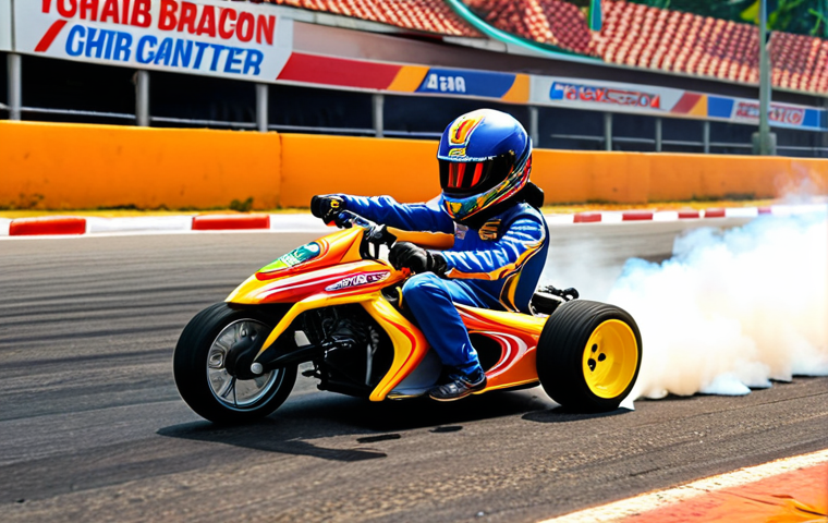 **Prompt:** KartRider racer drifting skillfully around a corner on a vibrant Thai-themed track, Boost flames visible, showcasing speed and control.